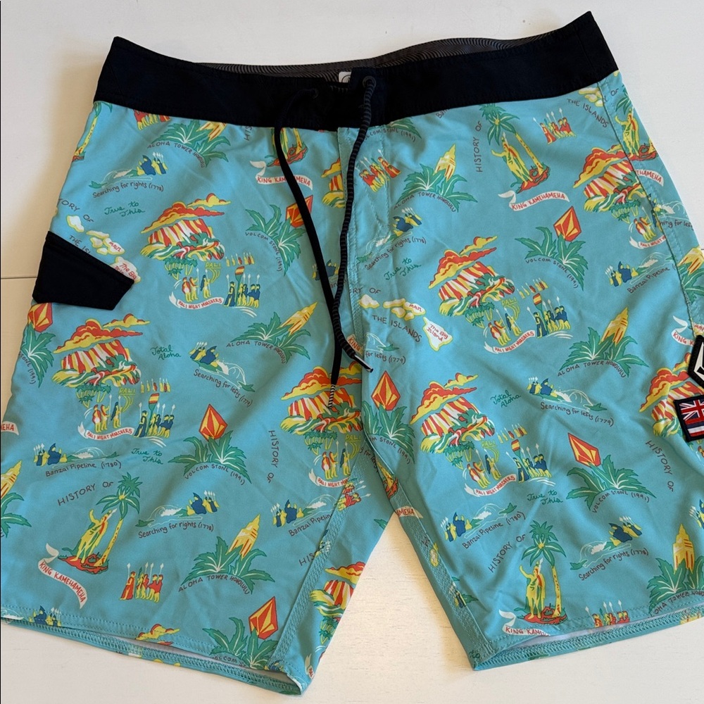 Volcom Aqua Board Shorts with Tropical Print